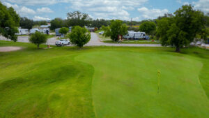 Green with checkered flag pin